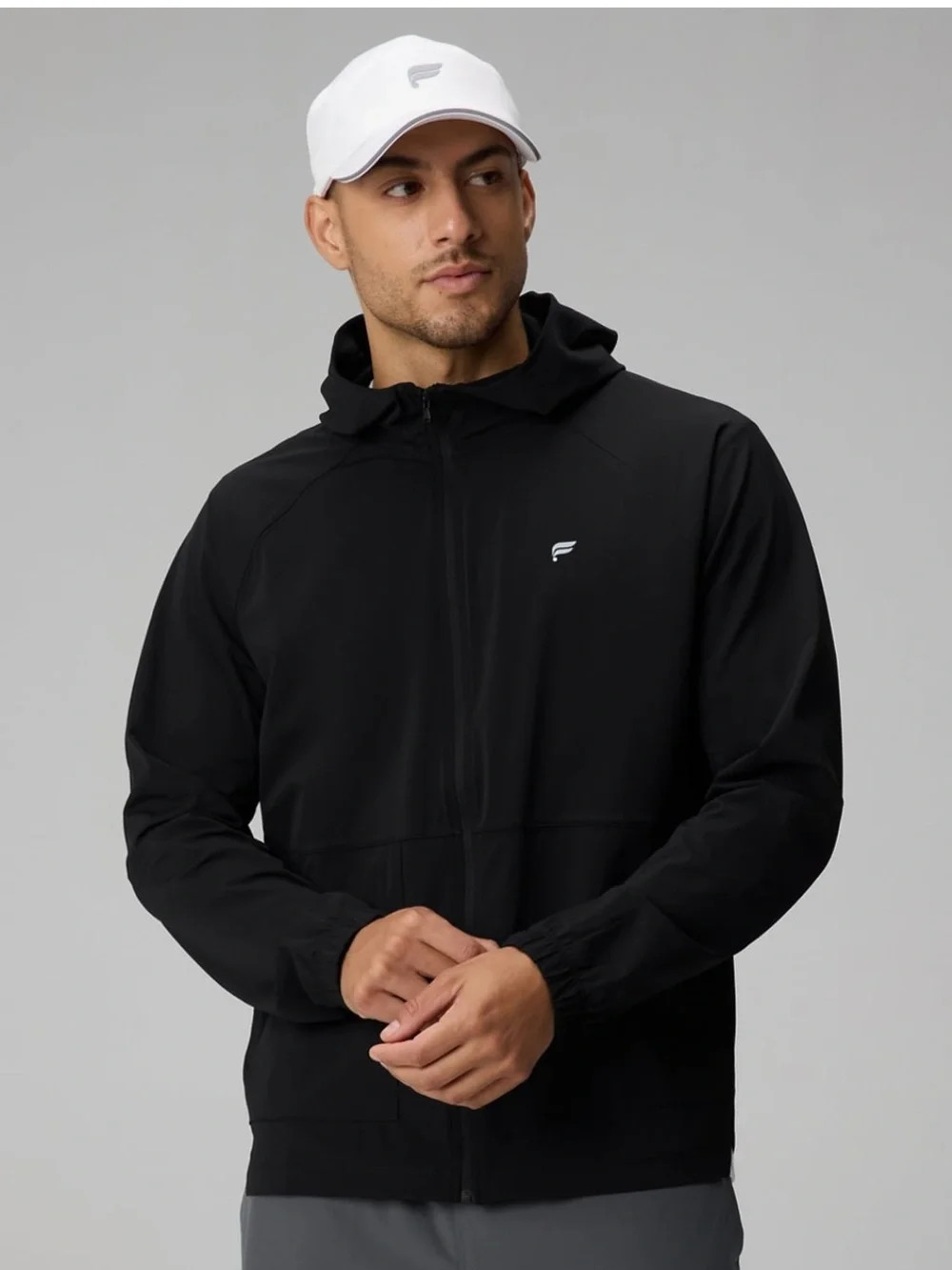 Fabletics Men's Black The One Jacket Hooded Lightweight Jacket Size Large NWT